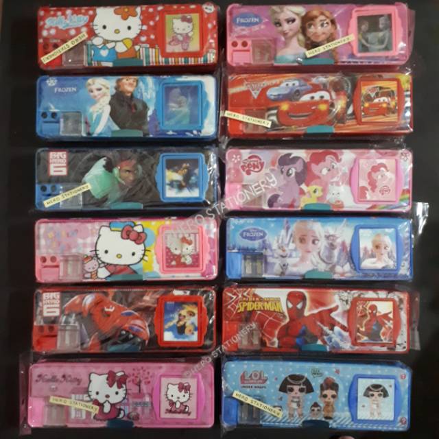 

Kotak pensil kalkulator magnet 2 sisi dan rautan motif kartun anak