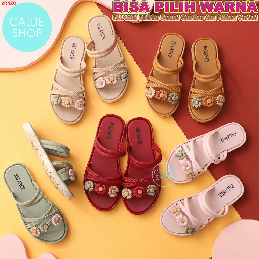 Sandal Anak Perempuan Selop Tali Dengan 3 Bunga Jelly Balance BLC 1205-X50 ukuran 24-29 sepatu sanda