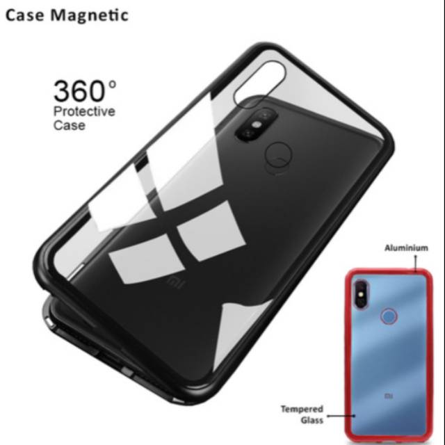 Case Magnetic Xiaomi Redminote 6 Pro Premium Case 2in1 Case Magnetik Redminote 6 Pro