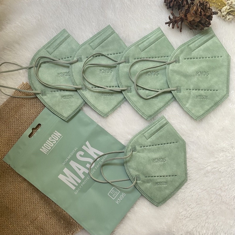 MASKER KN95 MOUSON NUDE HIJAU 5PLY ISI 10 PROTECTIVE MASK KN95