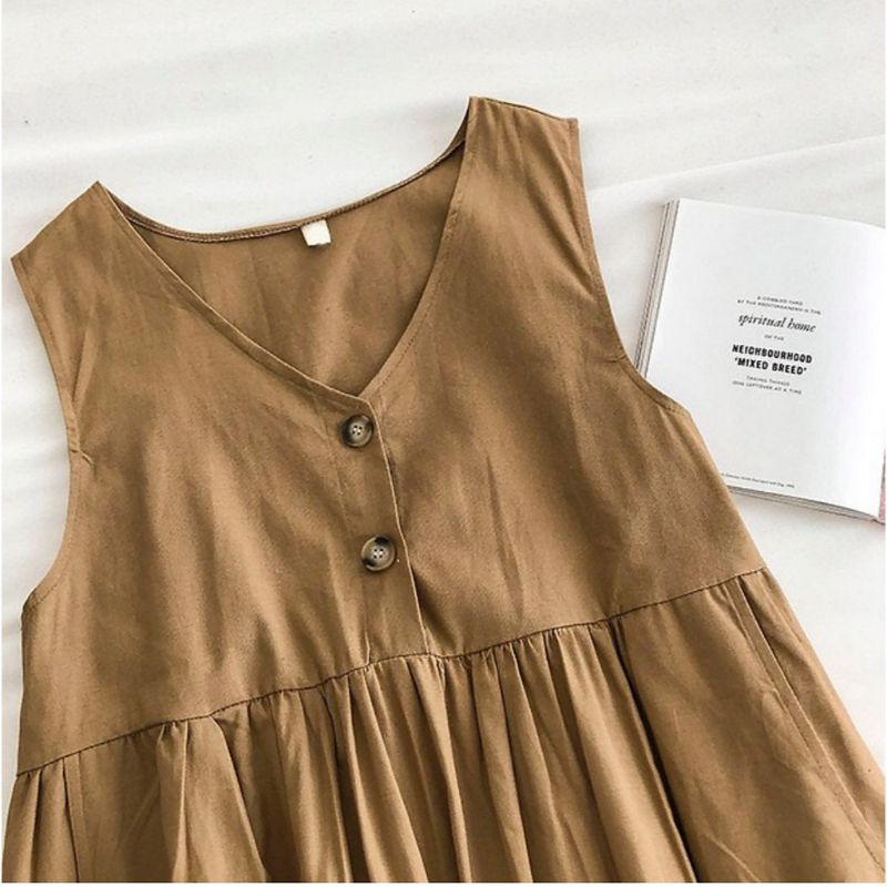 Scarla overall / Overall Kancing Depan /Fashion Muslim Remaja / Inner dress tanpa lengan/Inner Bumil Busui/Inner Gamis Tanpa Lengan/Inner Long Dress /-3