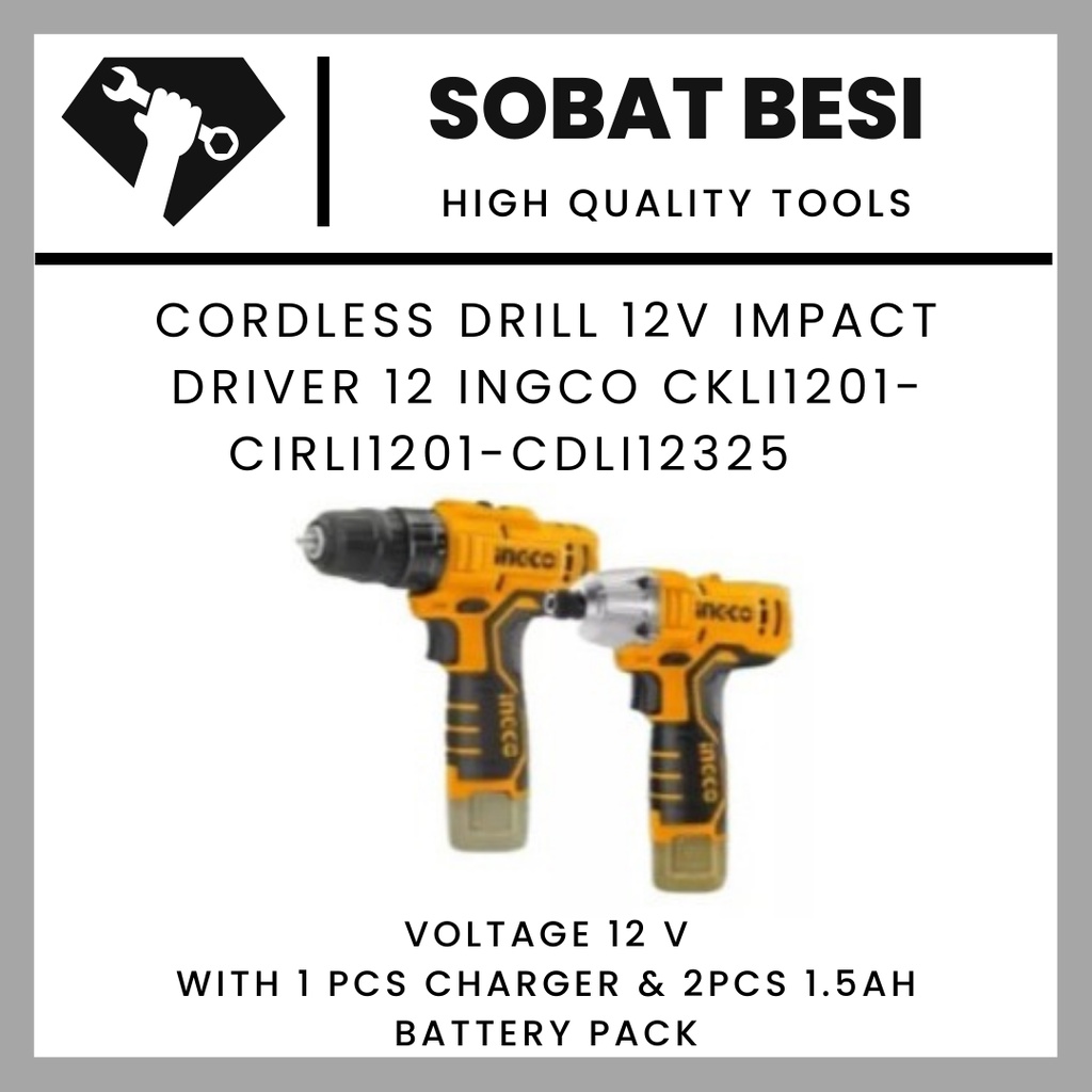 Cordless drill 12V - impact driver 12V INGCO CKLI1201