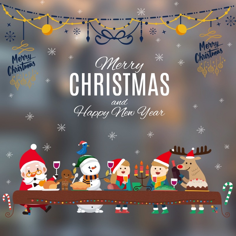 [ 50*70cm 2022 Christmas Static Stickers Decoration for Home Bedroom Xmas  Festival Gift Party ]