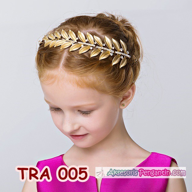 Tiara Rambut Pesta Emas Anak l Aksesoris Tiara Wedding Modern -TRA005