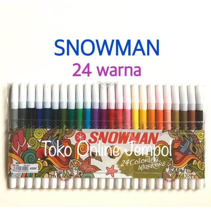 

Aman Spidol Snowman 24 Warna Permanent Marker Pw-24A Atk0844Sn Trendi