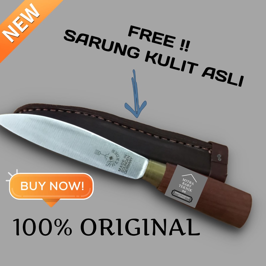 original !! GRATIS sarung KULIT asli Pisau cap Garpu 5&quot; inch Asli 100% made in Solingen Germany