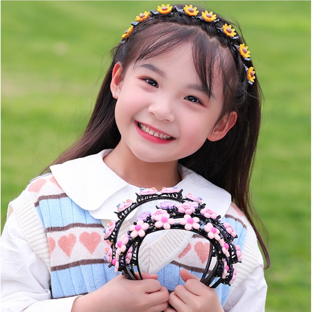 Bando KEPANG Bandana Korea Fashion Desain Bunga Lucu Braided Head Band Headband Anak Perempuan Gadis