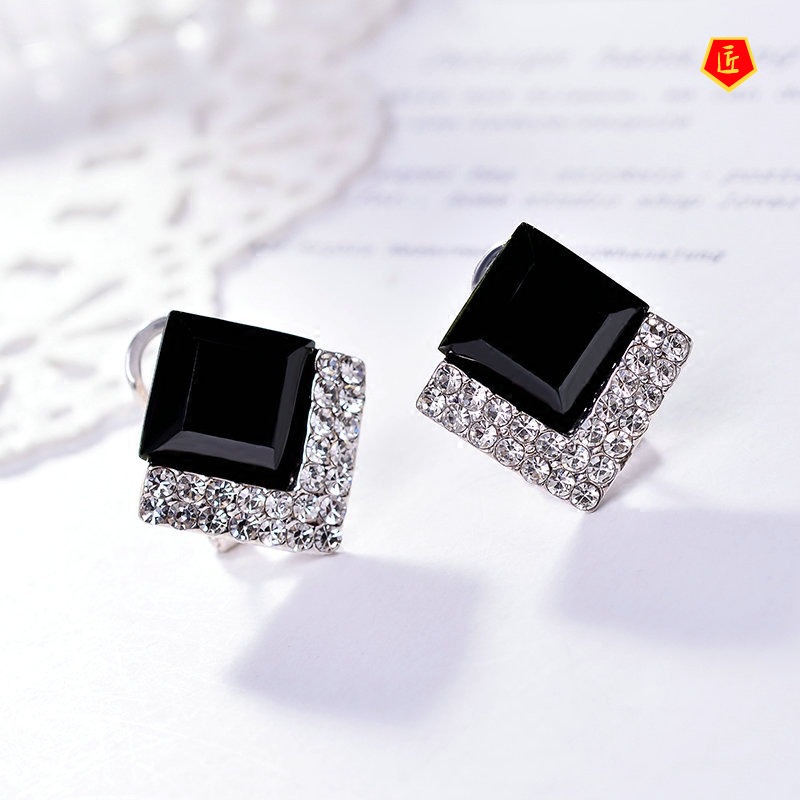 [Ready Stock]Elegant Blue Crystal Diamond Earrings Stylish Personalized