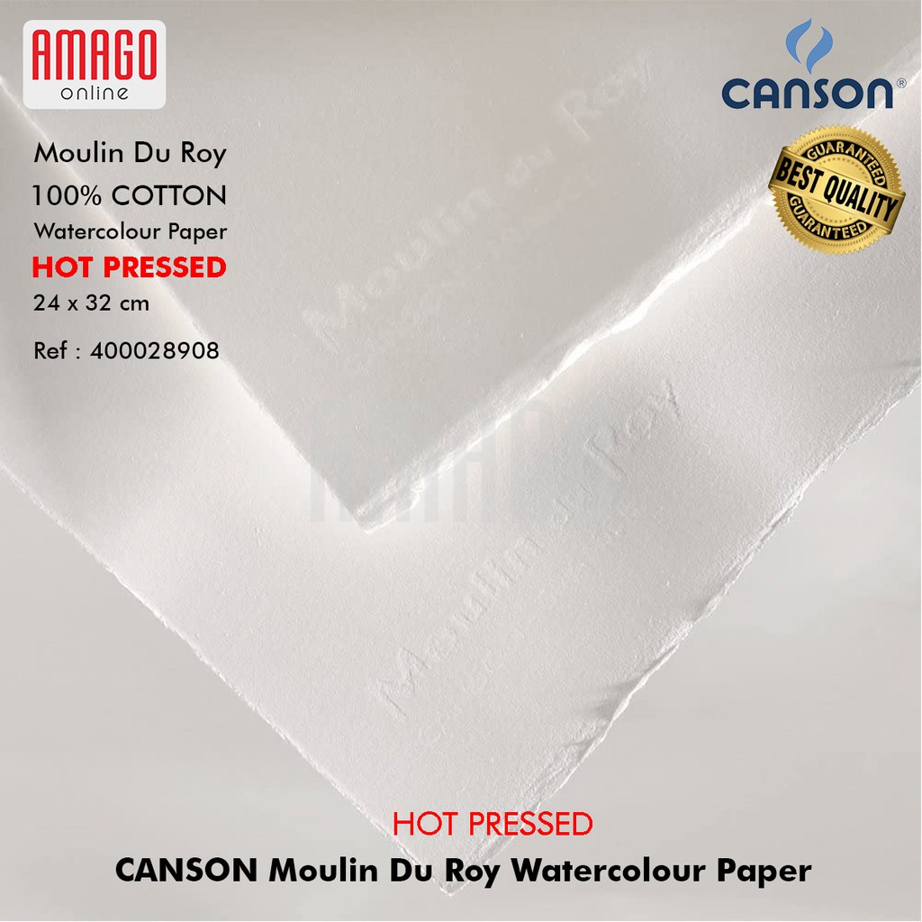 BUKU CANSON - MOULIN DU ROY WATERCOLOUR HOT PRESSED - SATIN GRAIN - 12 SHEETS 300GR - 24X32CM - PAD