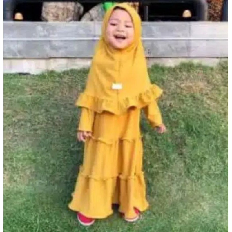 Gamis bayi lucu bahan moscrape / Gamis bayi + kerudung / Gamis anak Murah