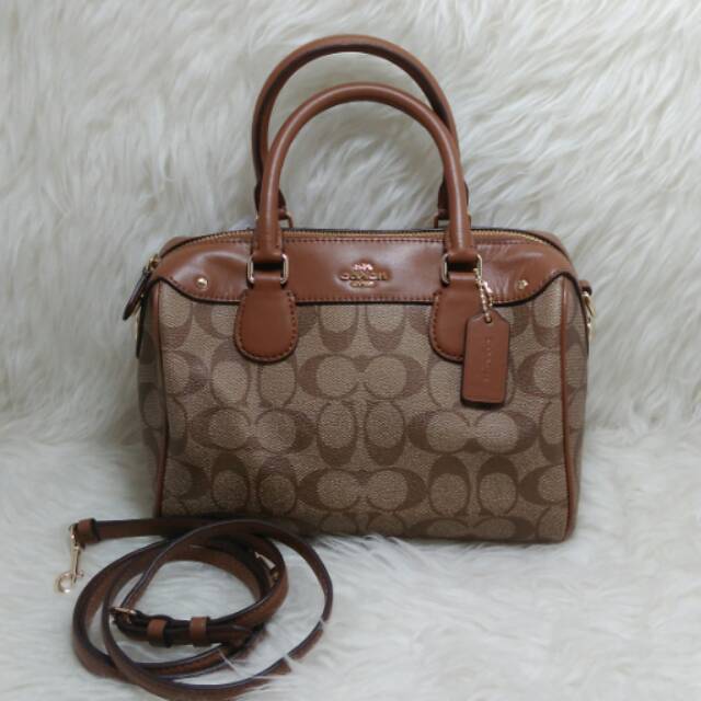TAS COACH MINI BENNET F58312 KHAKI/SADDLE AUTHENTIC 100%