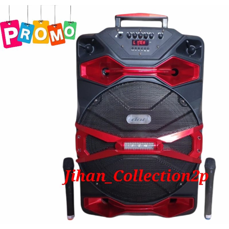Speker Aktif Bluetooth DAT 15 Inch Portable Extra Bass + 2 Mic Wireless Original Speaker Karaoke