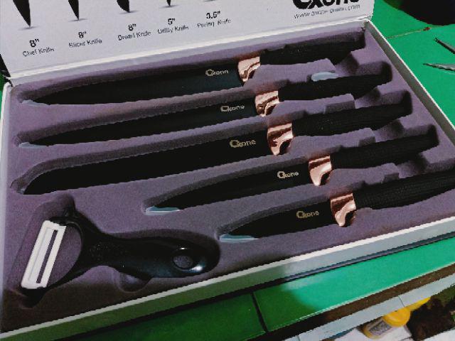 [ Oxone ] Pisau Set Marble Oxone Ox 609n - Black Marble Serie 6pcs