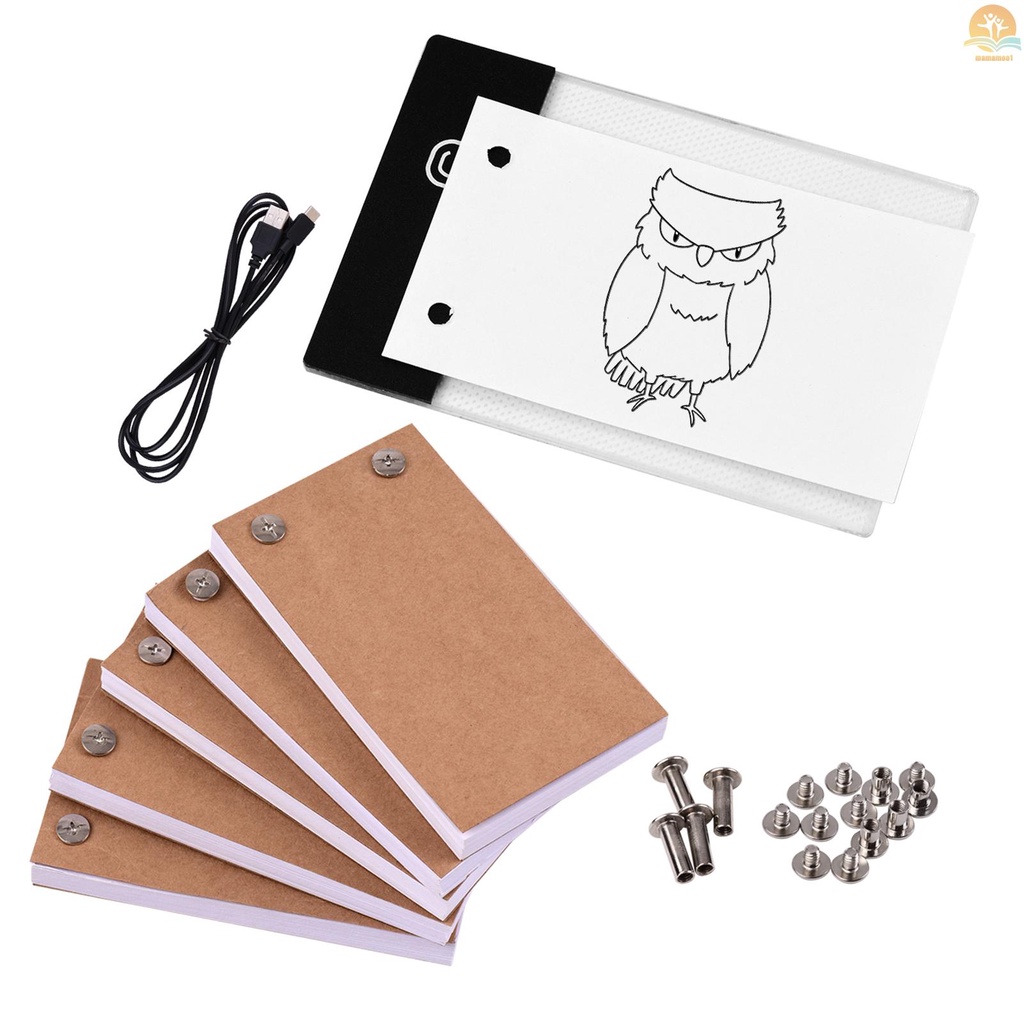 Flip Book Kit with Light Pad LED Light Box Tablet 300 Sheets Drawing Paper Flipbook with Binding Screws for Drawing Tracing Animation Sketching Cartoon Creation