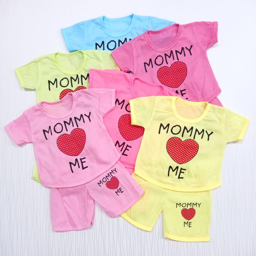 setelan pakaian anak perempuan mommy love me