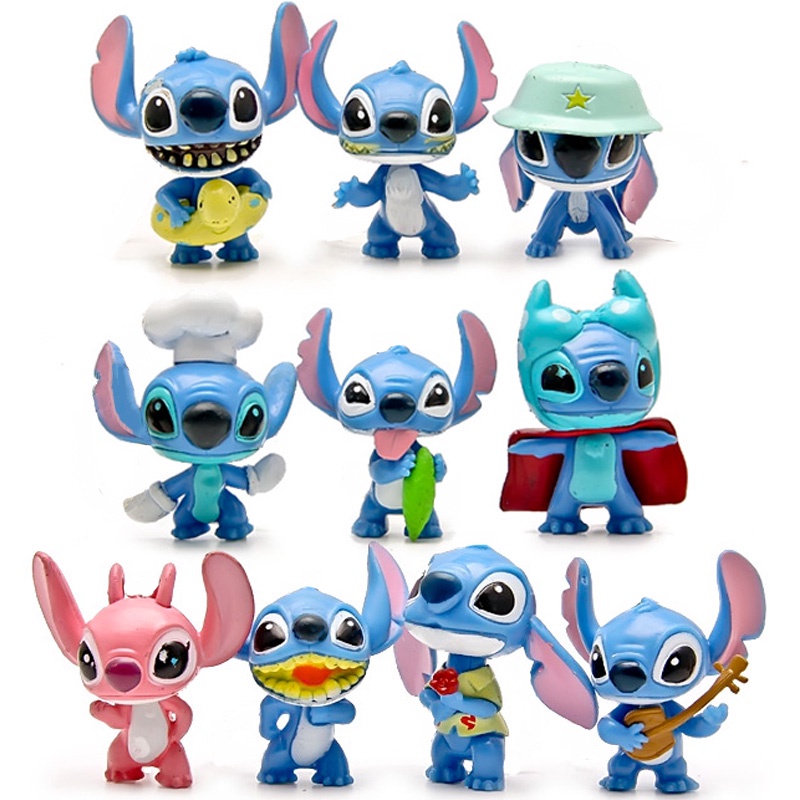 10 Pcs Action Figure Lilo &amp; Stitch Mini Untuk Dekorasi Kue Ulang Tahun Anak