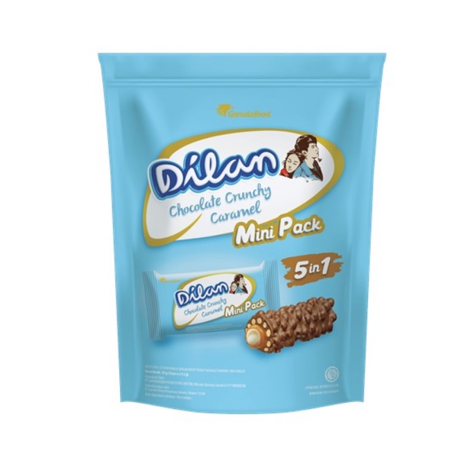 DILAN CRUNCHY MINI WAFER PACK POUCH ISI 10 x 9.5 GRAM ECERAN COKLAT CHOCOLATE ECER SNACK MAKANAN RINGAN CEMILAN ANAK CARAMEL GARUDA FOOD TOPLES