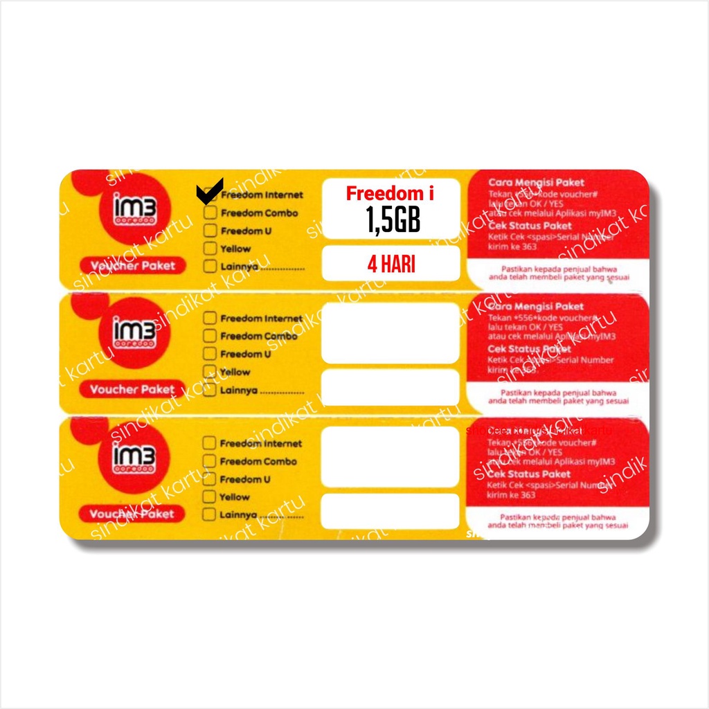Voucher Kuota Indosat 1,5GB 4hari (JATENG & YOGYAKARTA)