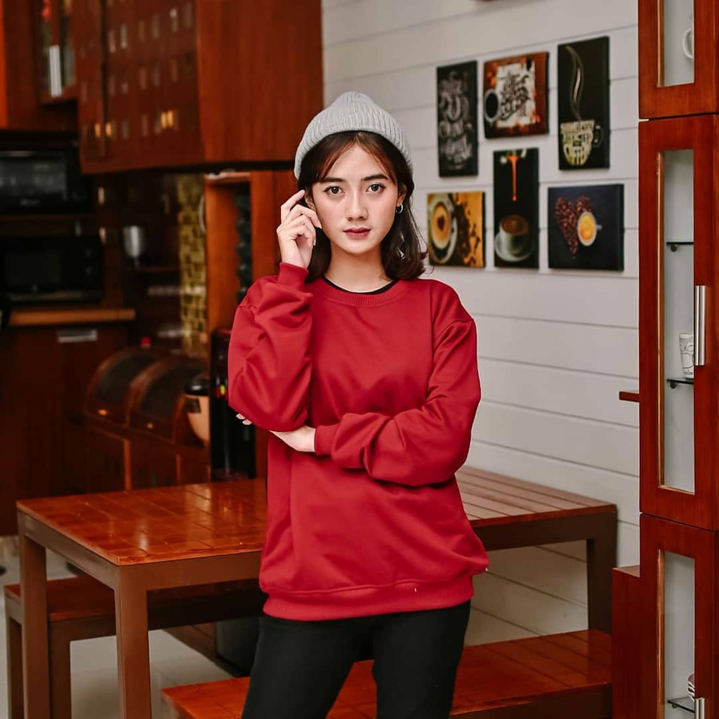 SWEATER OBLONG POLOS PRIA/WANITA - CREWNECK TEBAL TERLARIS