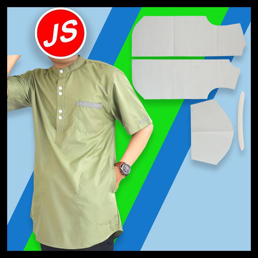 {BISA COD} Pola Instan Kemeja Koko Kurta Lengan Pendek Pola Baju Jamblang Studio TERUJI Kode 1256