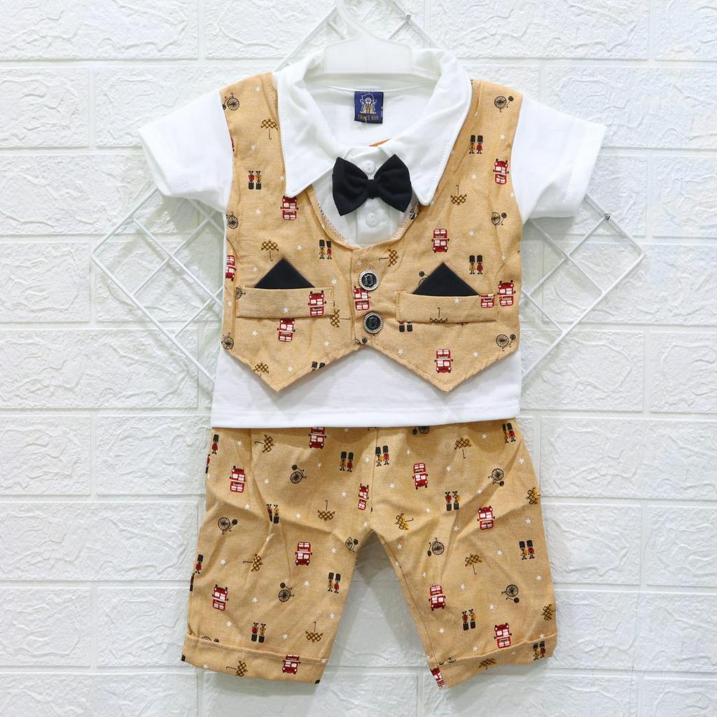 Setelan anak Bayi Cowo Usia 6 sampai 12 Bulan Kemeja dan Rompi