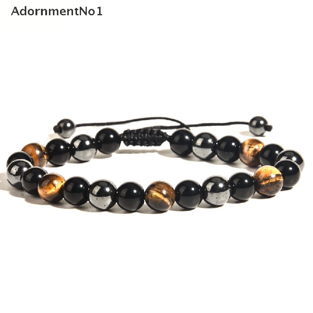 (AdornmentNo1) Gelang Tangan Manik-Manik Batu Obsidian Tiger Eye Natural 8mm / 10mm Untuk Pria / Wanita