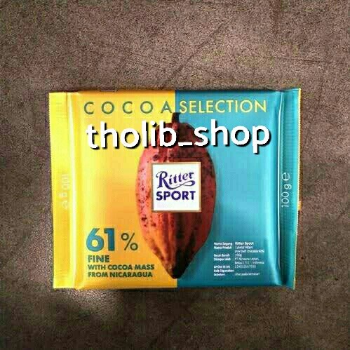 

coklat ritter sport cocoa selection 61% fine with cocoa mas 100 gr