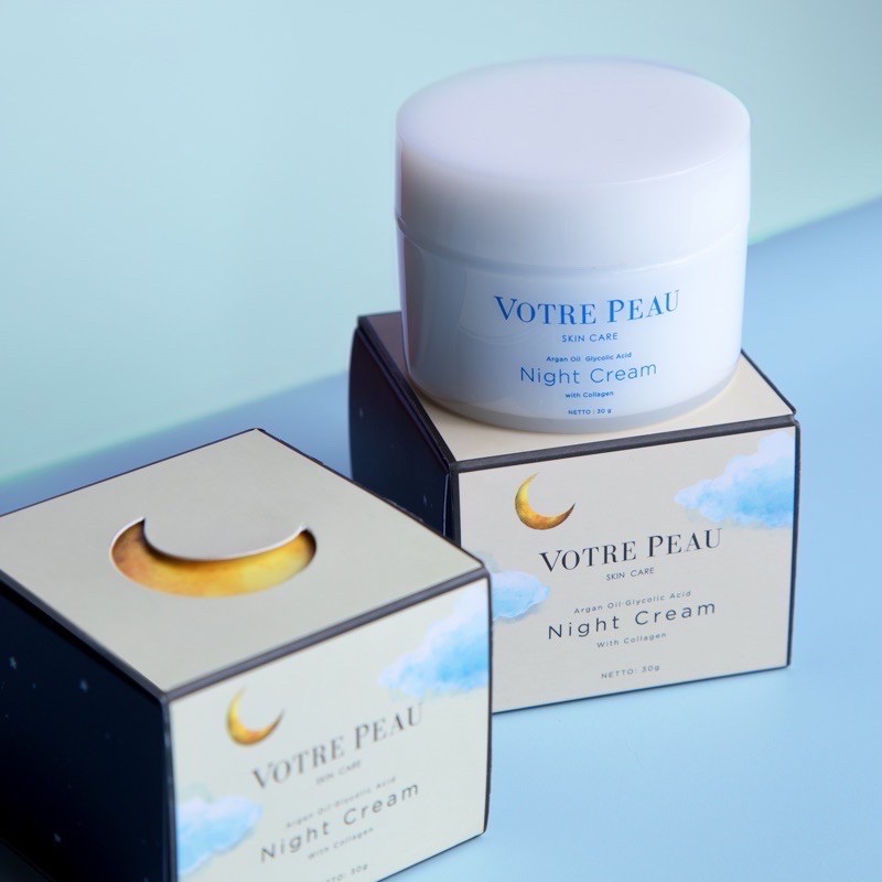 VOTRE PEAU Night Cream With Collagen Indonesia / Skin Care Argan Oil / Cleanser Toner Serum Essence