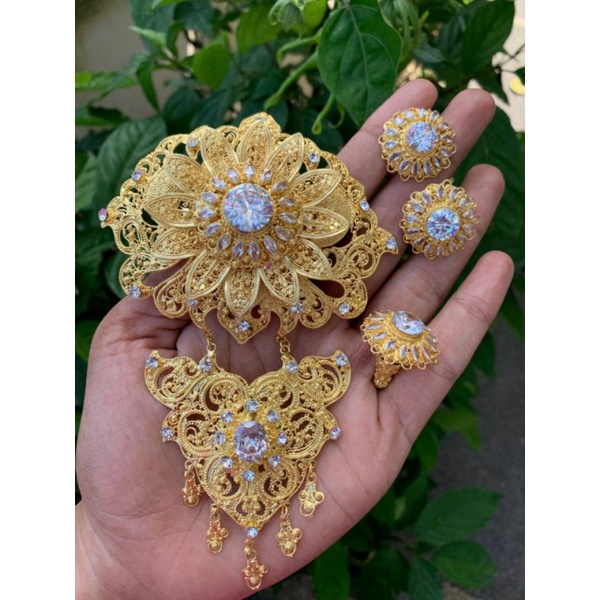 bros alpaka bali set kebaya motif t2 jumbo padi logam