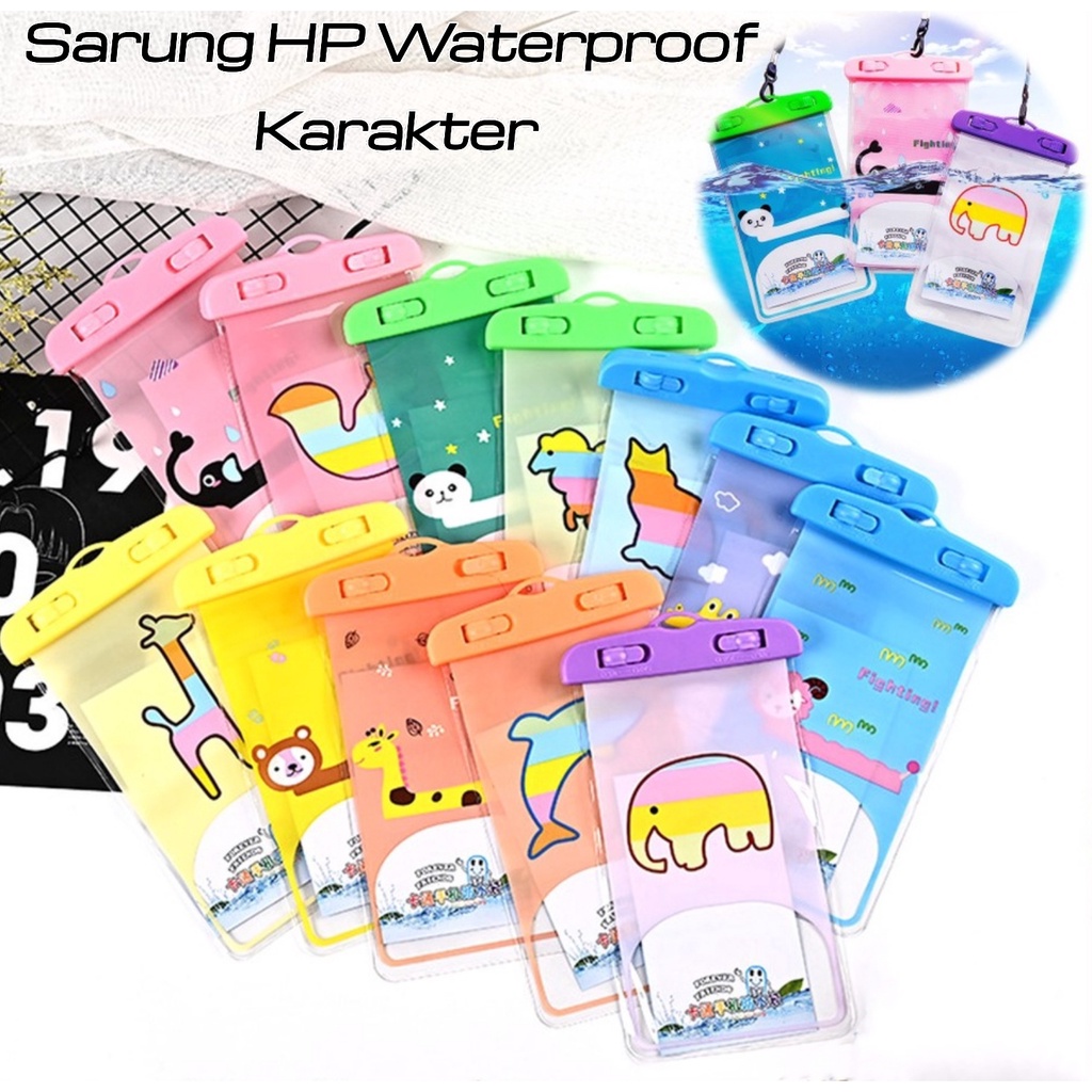 Sarung Handphone Anti Air Motif Karakter / Waterproof Handphone Pouch