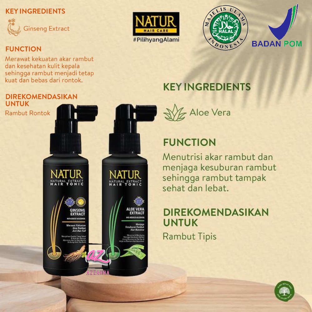 NATUR Hair Tonic Ginseng | Aloe Vera - 80ml/50ml