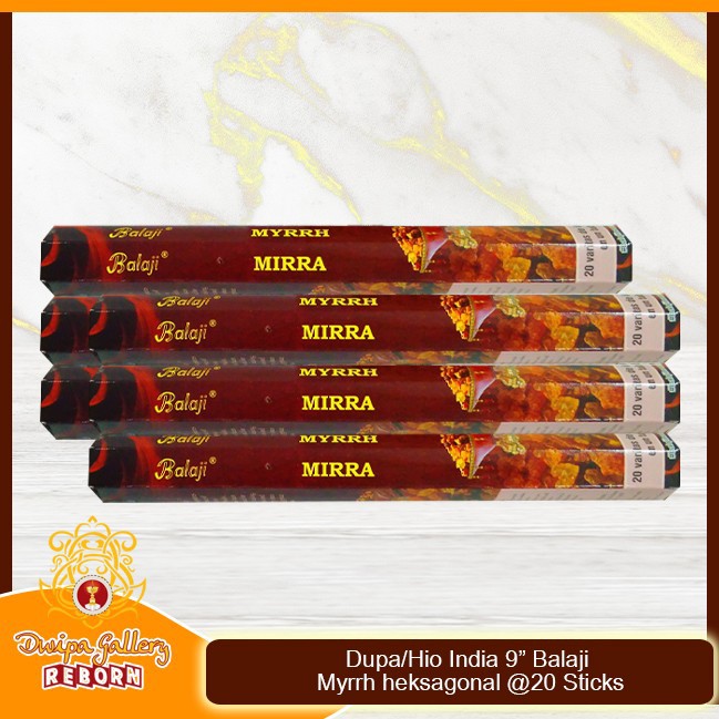 Dupa/Hio Wangi india 9&quot; Balaji Myrrh heksagonal @20 sticks (6pcs/box)