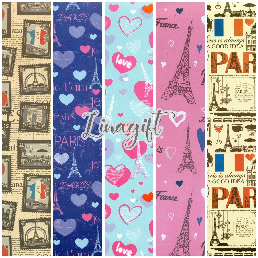 ( 5 Lembar ) KERTAS KADO VL PARIS - DOFF GIFT WRAP PAPER RETRO EIFFEL LONDON BIG BEN VINTAGE CLASSIC BACKGROUND COVER PHOTOGRAPH