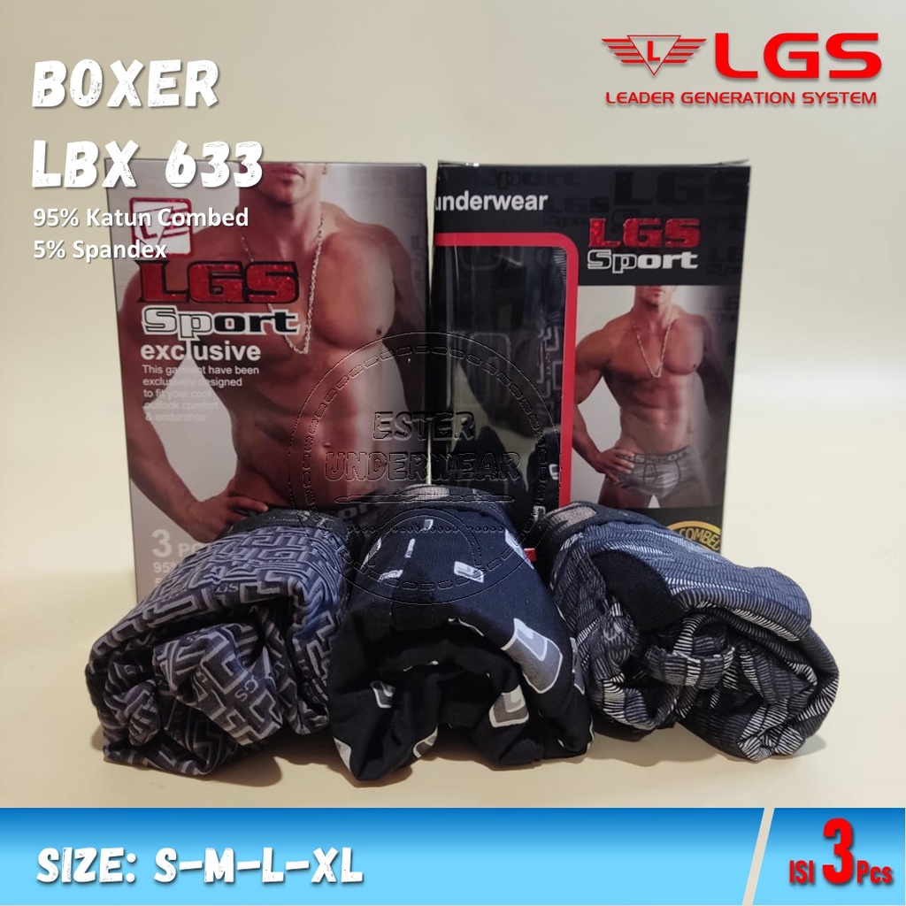 Celana Boxer Pria LGS 633 Isi 3Pcs |Boxer Pria Lgs Sport