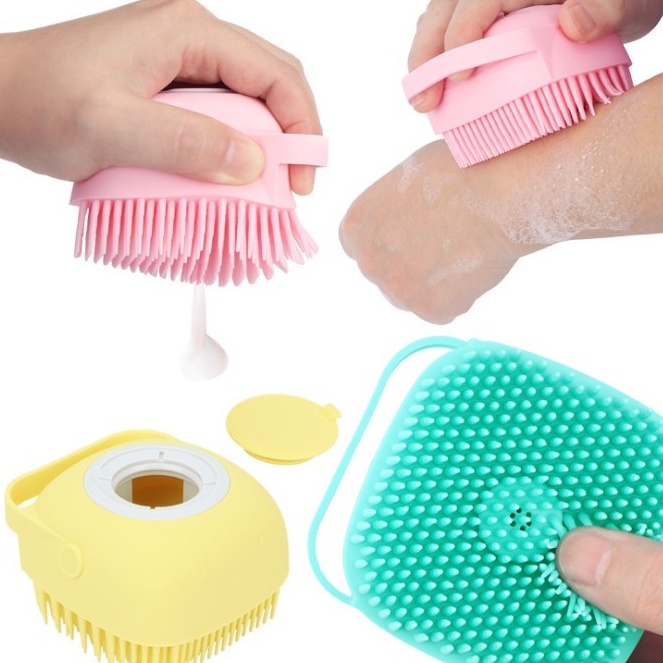 Sikat Mandi Bahan Silikon Lembut Dispenser Sabun / Shower Brush