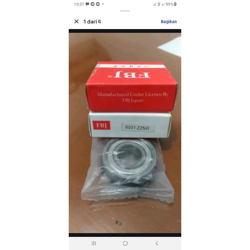 Ball bearing 6001 ZZ NR FBJ (snap ring)