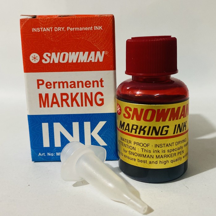 

Tinta merek Snowman Permanent Ink warna Merah