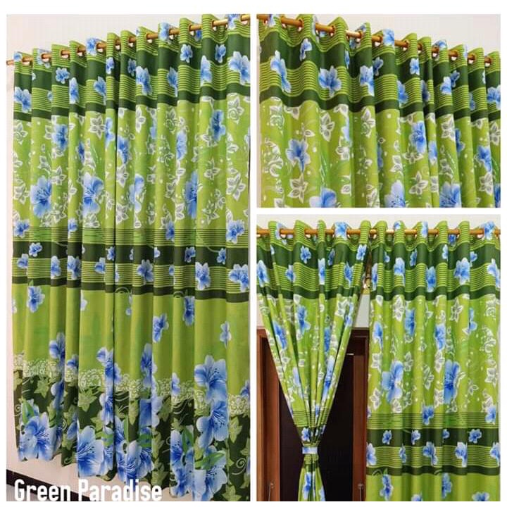gorden smokering 10 motif GREEN PARADISE bahan katun disperse grosir gorden