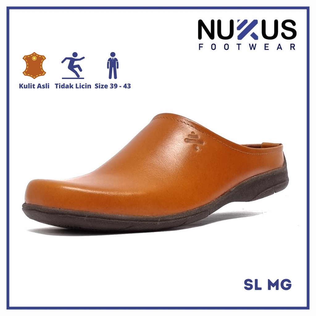 Nukus Sandal Selop Pria Kulit Sapi Asli Coklat Tan - SLMG