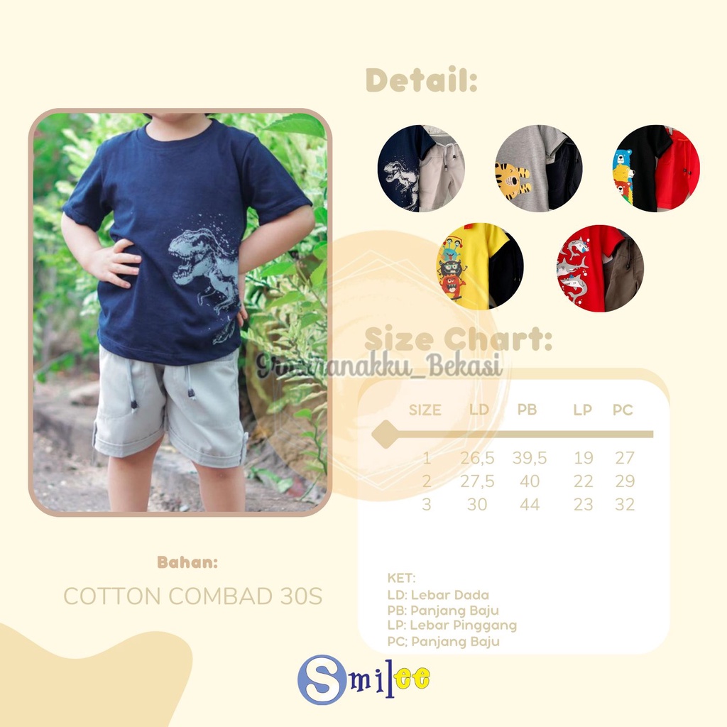 Setelan anak cowo Navy Dino size 1-3Tahun Murah