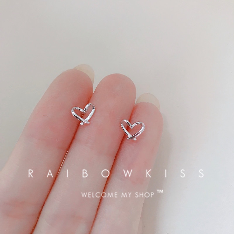 925 Anting Perak Asli Anting Korea Mini Kecil Kupu Zirkon Halus Mahkota Kecil-Love