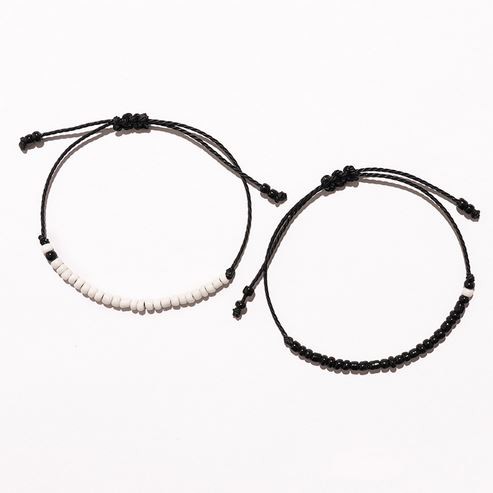 Gelang Couple Mote Hitam Putih Simple Monochrome