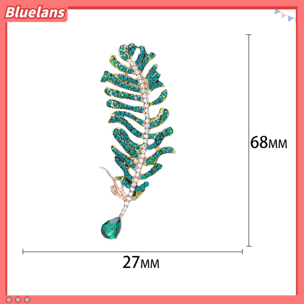 Bros Bentuk Bulu Aksen Berlian Imitasi Untuk Aksesoris Pakaian
