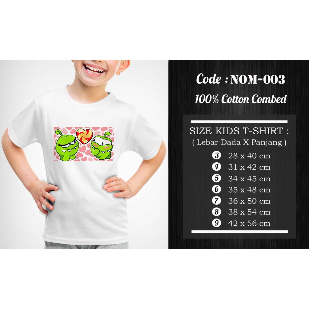 [FREE NAMA!!] Kaos Anak &amp; Family Om Nom! / Cut The Rope 100% COTTON PREMIUM