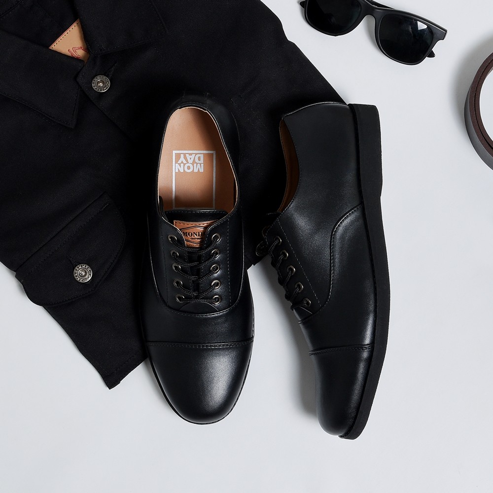 Oxford Full Black - Sepatu Pantofel Pria Kulit Formal Kantor Kasual Kerja Kuliah Oxford - Pantopel