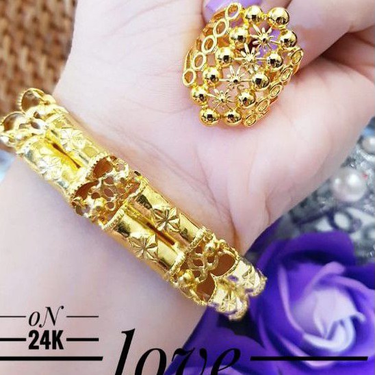 Xuping gelang dan cincin lapis emas 24k 0616l