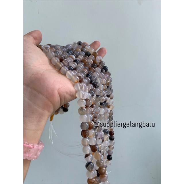 bahan batu import CARNELIAN DALMANTION 10mm natural HITAM PUTIH LORENG