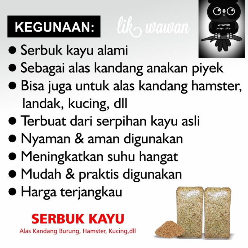 SERBUK KAYU GERGAJI HALUS alas kandang untuk anakan piyik burung