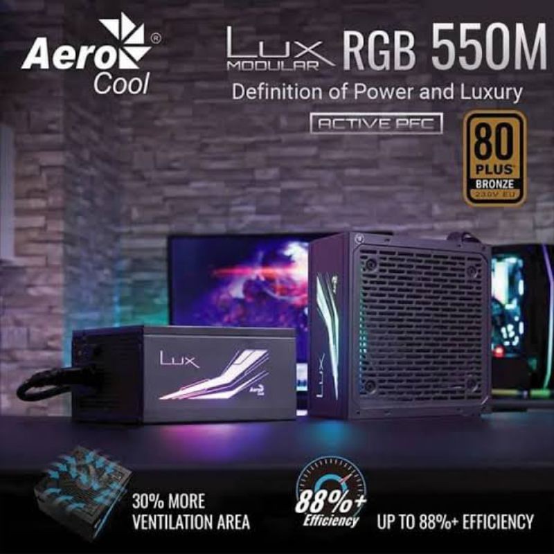 PSU AEROCOOL LUX - PSU 550 Watt 80+ Bronze RGB