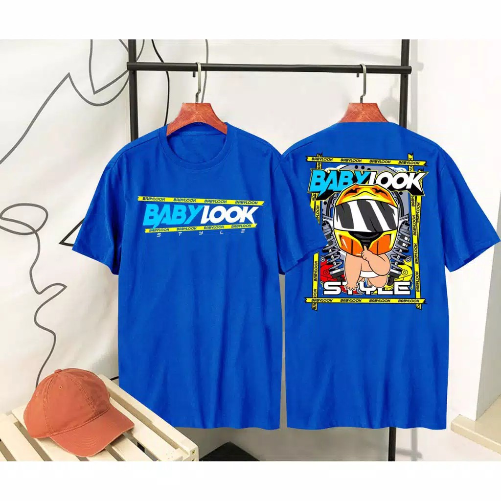 KAOS BABYLOOK BIRU / KAOS DISTRO / BAJU COWOK / TSHIRT PRIA / PAKAIAN PRIA